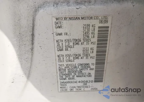 2010 Nissan Frontier Se from USA, damaged, VIN 1N6AD0ER2AC400820
